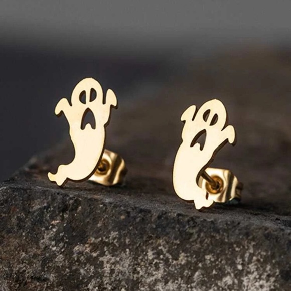 👻 Dainty Spooky Ghost Stud Earrings 👻 - Picture 3 of 4